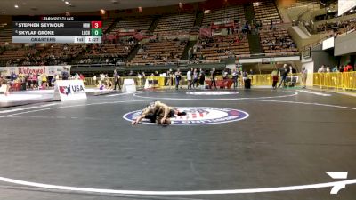 Cadet Boys Upper - 150 lbs Quarters - Stephen Seymour, Hollister Razorbacks Wrestling vs Skylar Groke, La Costa Canyon High School Wrestling