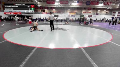 125 lbs Cons. Semi - D`andre Brown, Unattached Texas vs Aiden Han, Indian Hill Community College