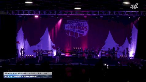 All 4 Cheer - Radiance [2025 L2.2 Junior - PREP - D2 Day 1] 2025 NCA Holiday Classic