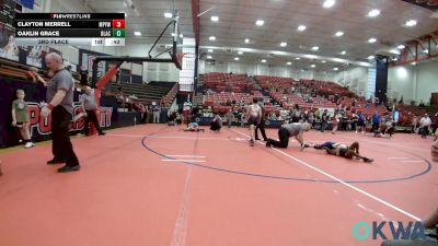 70 lbs 3rd Place - Clayton Merrell, Mannford Pirate Youth Wrestling vs Oaklin Grace, Blackwell Wrestling Club