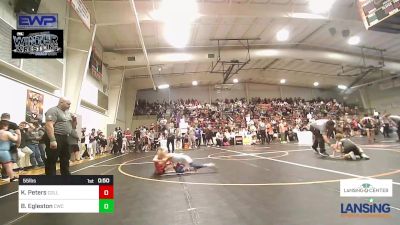 55 lbs Consi Of 4 - Kaysen Peters, Collinsville Cardinal Youth Wrestling vs Bentlee Egleston, Claremore Wrestling Club