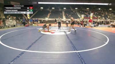 4A-190 lbs Quarterfinal - Trayson Hastings, Sheridan vs Logan Bauers, Green River