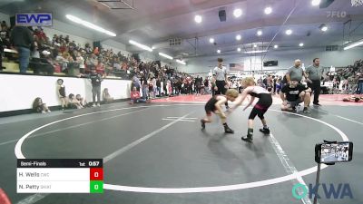 43-46 lbs Semifinal - Hunter Wells, Claremore Wrestling Club vs Nevalee Petty, Skiatook Youth Wrestling