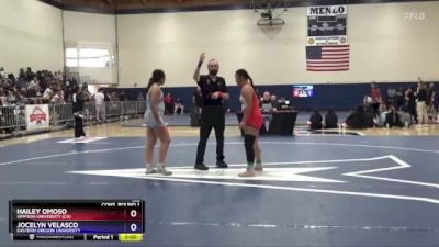 155 lbs Cons. Round 1 - Hailey Omoso, Simpson University (CA) vs Jocelyn Velasco, Eastern Oregon University