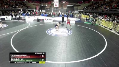 61 lbs Champ. Round 1 - Triston Eugenio, Beat The Streets - Los Angeles vs Brandon Vu, Rodriguez High School Wrestling