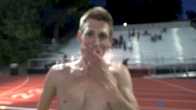 Canadian Luc Bruchet pumped after running the 5K Olympic standard