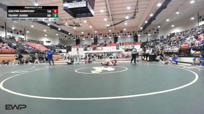 130 lbs Quarterfinal - Aislynn Karwoski, Tahlequah Girls HS vs Tearry James, Har-Ber - Blue