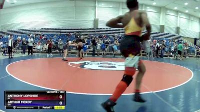 130 lbs Quarterfinal - Anthony Lopshire, IN vs Arthur Mckoy, OH