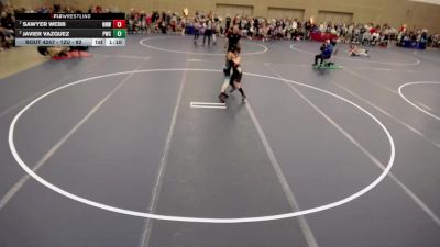 12U - 92 lbs Quarters - Sawyer Webb, No Nonsense Wrestling vs Javier Vazquez, Pinnacle Wrestling Club