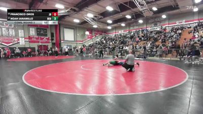 150 lbs Cons. Round 2 - Noah Jaramillo, Monrovia vs Francisco Oros, JW North