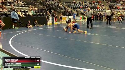 100 lbs Champ. Round 1 - Slate Claussen, Ubasa Wrestling Academy vs John Irlbeck, Carroll Cardinals