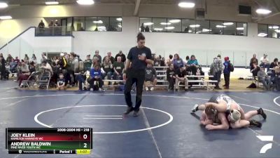 218 lbs Cons. Round 5 - Joey Klein, Hamilton Hawkeye WC vs Andrew Baldwin, Pine River Youth WC