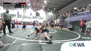 76 lbs Quarterfinal - Boston Bollinger, Tulsa Blue T Panthers vs Cohen Tonubbee, Chandler Takedown Club