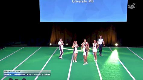 University of Mississippi - Miyah Olivia Dana & Kirsten [2026 Girls 4 Group Stunt] 2026 UCA & UDA College Cheerleading and Dance Team National Championship