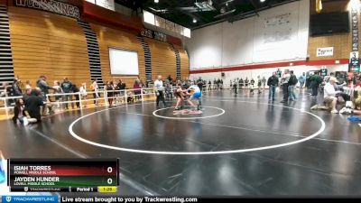 132 lbs 1st Place Match - Jayden Hunder, Lovell Middle School vs Isiah Torres, Powell Middle School