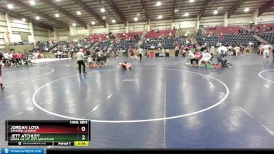 118 lbs Cons. Semi - Jett Atchley, Upper Valley Aces Wresstling vs Jordan Loya, Hammers Academy