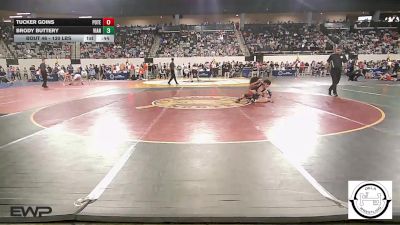 130 lbs Consi Of 16 #1 - Tucker Goins, Poteau vs Brody Buttery, Vian Wrestling Club
