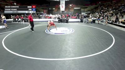 165 lbs Julian Cordova, SDIKWA - San Diego-Imperial Kids Wrestling Association vs Chase Young, SAWA - Sacramento Area Wrestling Association