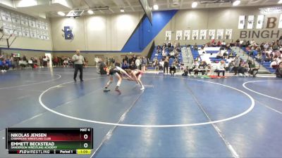 92 lbs Quarterfinal - Emmett Beckstead, Sanderson Wrestling Academy vs Nikolas Jensen, Champions Wrestling Club