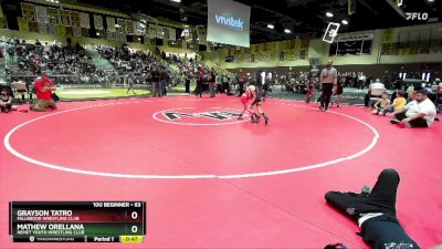 63 lbs Round 3 - Grayson Tatro, Fallbrook Wrestling Club vs Mathew Orellana, Hemet Youth Wrestling Club