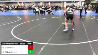 7th - 8th grade - 193 Cons. Semis - Gabriel Slade, Moen Wrestling Academy vs Kinnick Sidaxoth, Iowa