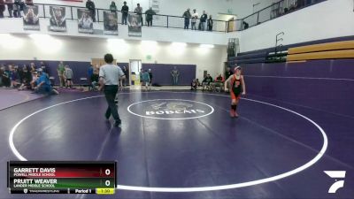 91 lbs Cons. Semi - Pruitt Weaver, Lander Middle School vs Garrett Davis, Powell Middle School