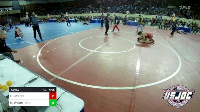 140 lbs Quarterfinal - Danny Cox, Panther Youth Wrestling vs Nathan Weber, Honey Badgers Wrestling Club