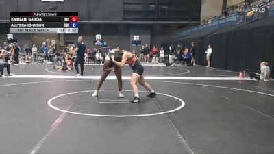 160 lbs 1st Place Match - Kaiulani Garcia, Oklahoma State University vs Allyssa Johnson, Central Methodist University