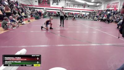 90 lbs Cons. Semi - Marshall Fiora, Lexington Youth Wrestling Club vs Graesyn Miller, Open Mats