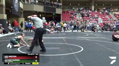 130 lbs Quarterfinal - Hayden Barnes, TEAM CENTRAL vs Leo Weston, Ridge