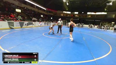 133 lbs Champ. Round 1 - Cristian Valle, Thorobred Wrestling Club vs Deegan Bragg, Heritage Middle School