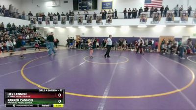 77 lbs Round 2 - Lily Lennon, Powell Middle School vs Parker Cannon, Worland Middle School