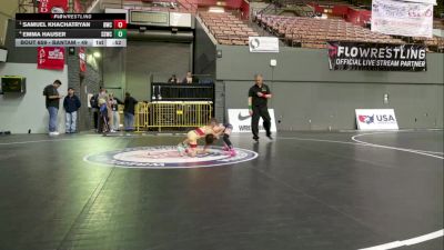 Bantam - 49 lbs Semis - Samuel Khachatryan, Dethrone Wrestling Club vs Emma Hauser, Southwest Stallions Wrestling Club