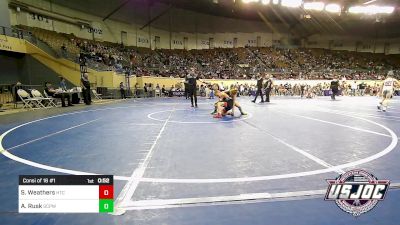 80 lbs Consi Of 16 #1 - Skyler Weathers, Hinton Takedown Club vs Abel Rusk, South Central Punisher Wrestling Club