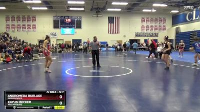 JV-7 lbs Round 1 - Kaylin Becker, Williamsburg vs Andromeda Burlage, Independence