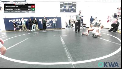 52 lbs Consi Of 8 #2 - Lincoln Molina, Cotton County Wrestling Club vs Chandler Collins, Marlow Outlaws