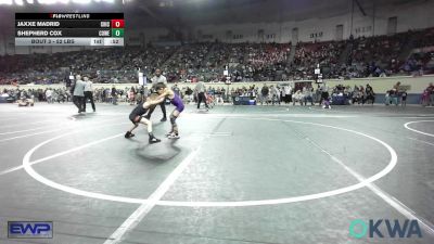 52 lbs Round Of 32 - Jaxxe Madrid, Chickasha Wrestling vs Shepherd Cox, Coweta Tiger Wrestling