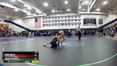 150 lbs Cons. Round 4 - Jonah Valenti, Independence High School vs John Belts, Alliance High School