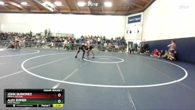 157 lbs Champ. Round 1 - John Quinonez, Menlo College vs Alex Emmer, Utah Valley