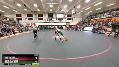 77 lbs Champ. Round 1 - Joe Valdez, Powell Middle School vs Boyd Ramirez, Lander Middle School