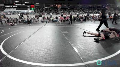 80 lbs Quarterfinal - Grayson Wolf, Wolfpak Wrestling vs Lebrae Jones, Hurricane Wrestling Academy