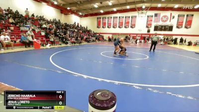 157 lbs Champ. Round 3 - Jesus Loreto, Menlo NWCA vs Jericho Haarala, Utah Tech University