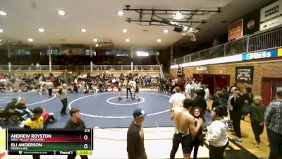 215 lbs Cons. Round 6 - Andrew Royston, West Valley (Spokane) vs Eli Anderson, Moses Lake