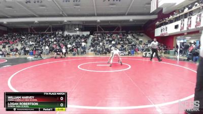 115 lbs 7th Place Match - William Harvey, Maria Carrillo High School vs Logan Robertson, Eureka High School