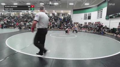 100 lbs 1st Place Match - Tory Rice, Prodigy Wrestling vs Olivia Worden, Paola Wrestling Club