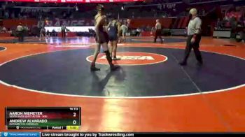 1A 113 lbs Cons. Round 3 - Aaron Niemeyer, Wood River (East Alton - Wr) vs Andrew Alvarado, Elmhurst (IC Catholic)