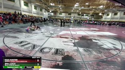 100 lbs Semifinal - Kaia Hunter, Bennett County Youth Wrestling vs Ema Leach, Belle Fourche Broncs