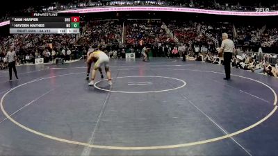 4A 215 lbs 1st Place Match - Hayden Haynes, McDowell High School vs Sam Harper, South Iredell High School