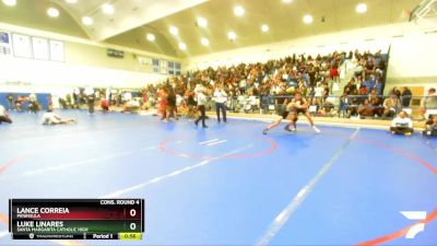 157 lbs Cons. Round 4 - Luke Linares, Santa Margarita Catholic High vs Lance Correia, Peninsula