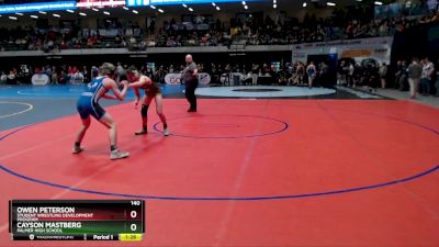 140 lbs Champ. Round 1 - Owen Peterson, Student Wrestling Development Program vs Cayson Mastberg, Palmer High School